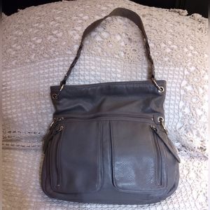 The Sak large gray leather tote shopper bag NWOT